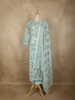 Sky Blue Floral Printed Design Cotton Straight Cut Salwar Suit with Dupatta