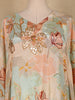 Sky Blue Floral Printed Design Crepe Kaftan Suit