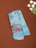 Sky Blue Floral Printed Design Soft Chiffon Saree