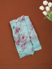 Sky Blue Floral Printed Soft Chiffon Saree