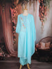 Sky Blue Floral Thread Embroidered Cotton Salwar Suit with Dupatta