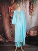 Sky Blue Floral Thread Embroidered Cotton Salwar Suit with Dupatta