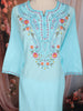 Sky Blue Floral Thread Embroidered Cotton Salwar Suit with Dupatta