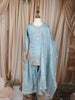 Sky Blue Floral Thread and Sequins Embroidered Design Tissue Silk Kids Palazzo Suit