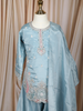 Sky Blue Floral Thread and Sequins Embroidered Design Tissue Silk Kids Palazzo Suit