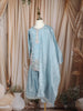 Sky Blue Floral Thread and Sequins Embroidered Design Tissue Silk Kids Palazzo Suit