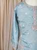 Sky Blue Floral Thread and Sequins Embroidered Design Tissue Silk Kids Palazzo Suit