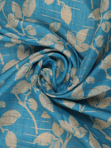Sky Blue Floral Woven Tussar Silk Saree with Navy Border - Diadem