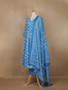 Sky Blue Leaf Designed Cotton Salwar Suit - Diadem