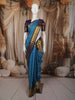 Sky Blue Mini Checked Zari Woven Design Pure Kanchipuram Silk Saree with Contrast Zari Border