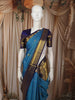 Sky Blue Mini Checked Zari Woven Design Pure Kanchipuram Silk Saree with Contrast Zari Border