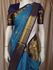 Sky Blue Mini Checked Zari Woven Design Pure Kanchipuram Silk Saree with Contrast Zari Border