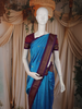 Sky Blue Paisley Butta Woven Design Kanchipuram Silk Saree with Contrast Border