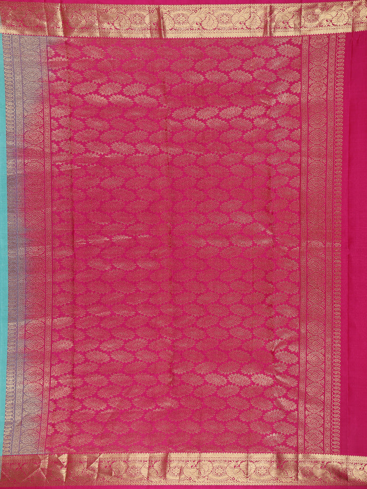 Sky Blue Paisley Designed Silk Saree - Diadem