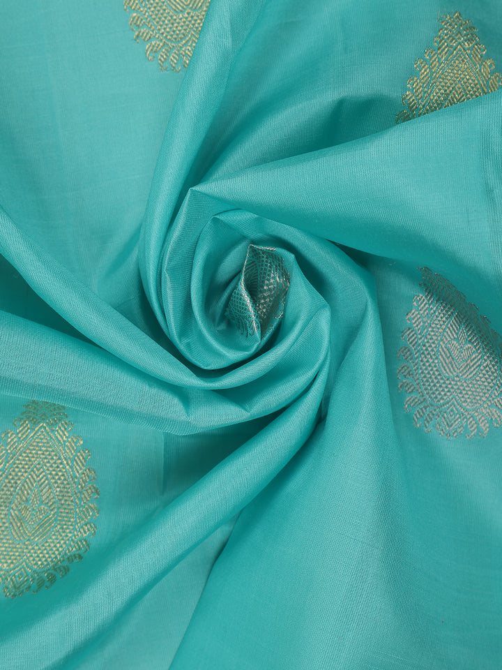 Sky Blue Paisley Designed Silk Saree - Diadem