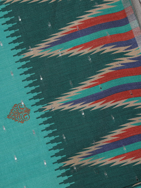 Sky Blue Paisley Designed Soft Silk Saree - Diadem