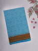 Sky Blue Paisley Printed Karishma Cotton Saree with Contrast Brown Ethnic Border