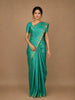 Sky Blue Peacock Butta and checks woven Silk Saree