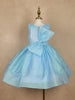 Sky Blue Sequin Embellished Party Wear Net Frock With Oversized Bow - Diadem
