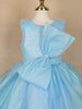 Sky Blue Sequin Embellished Party Wear Net Frock With Oversized Bow - Diadem