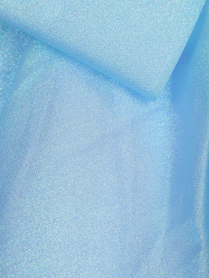 Sky Blue Sequin Embellished Party Wear Net Frock With Oversized Bow - Diadem