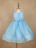 Sky Blue Sequin Embellished Party Wear Net Frock With Oversized Bow - Diadem