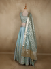 Sky Blue Silver Zari Woven Design and Mirror Work Banarasi Silk Designer Lehenga with Dupatta