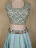 Sky Blue Silver Zari Woven Design and Mirror Work Banarasi Silk Designer Lehenga with Dupatta
