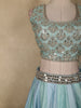 Sky Blue Silver Zari Woven Design and Mirror Work Banarasi Silk Designer Lehenga with Dupatta