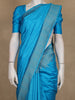 Sky Blue Solid Design Raw Silk Saree