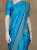Sky Blue Solid Design Raw Silk Saree