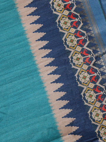 Sky Blue Solid Designed Soft Silk Saree - Diadem
