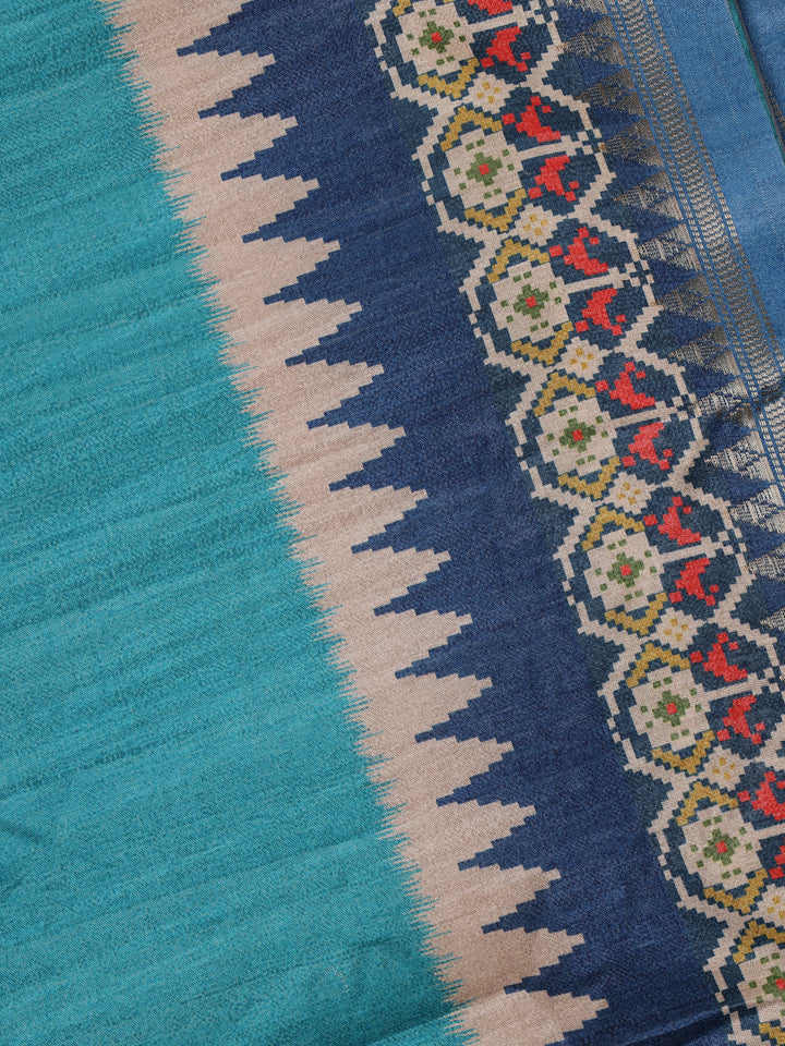 Sky Blue Solid Designed Soft Silk Saree - Diadem