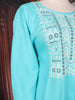 Sky BlueThread Embroidered Design Cotton Kurti