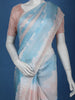 Sky Blue Tie and Dye Design Satin Saree - Diadem