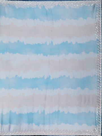 Sky Blue Tie and Dye Design Satin Saree - Diadem