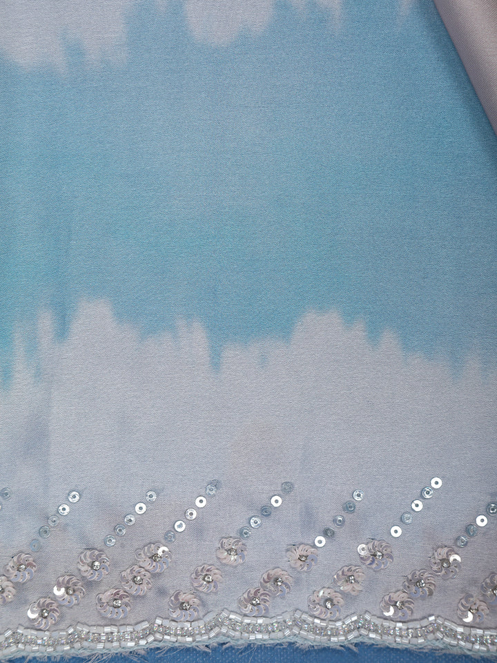 Sky Blue Tie and Dye Design Satin Saree - Diadem