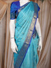 Sky Blue Zari Woven Design Pure Kanchipuram Silk Saree with Contrast Woven Border
