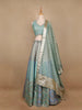 Sky Blue Banarasi Silk Mirror Work Bridesmaids Lehenga