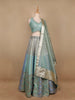 Sky Blue Banarasi Silk Mirror Work Bridesmaids Lehenga