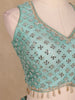 Sky Blue Banarasi Silk Mirror Work Bridesmaids Lehenga