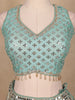 Sky Blue Banarasi Silk Mirror Work Bridesmaids Lehenga