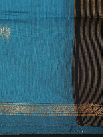 Sky Blue Floral Butta Fancy Cotton Saree - Diadem