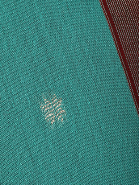Sky Blue Floral Butta Fancy Cotton Saree - Diadem