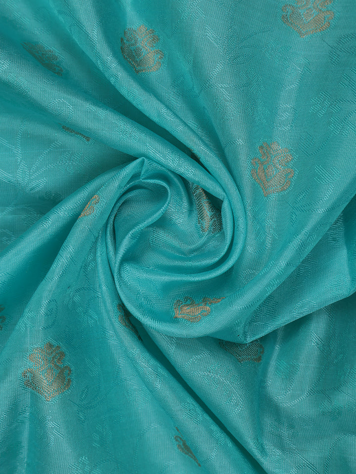 Sky Blue Floral Butta woven Silk Saree - Diadem