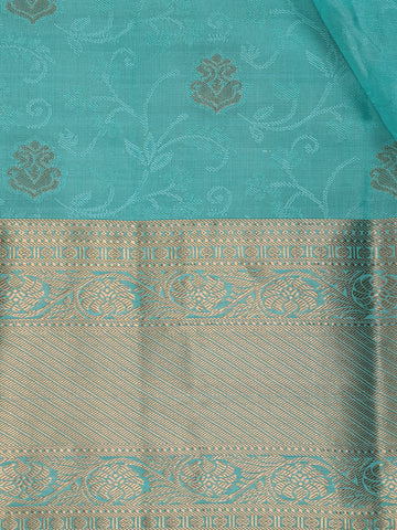 Sky Blue Floral Butta woven Silk Saree - Diadem