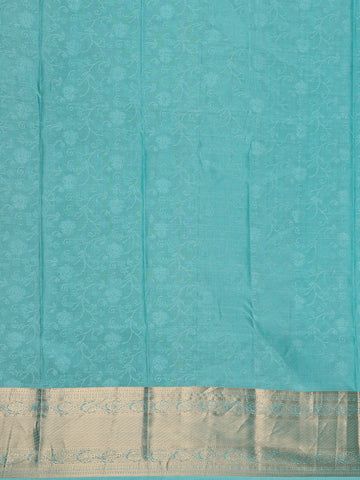 Sky Blue Floral Butta woven Silk Saree - Diadem