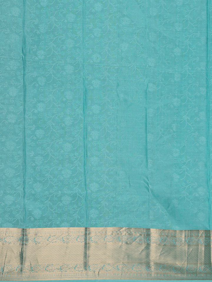 Sky Blue Floral Butta woven Silk Saree - Diadem
