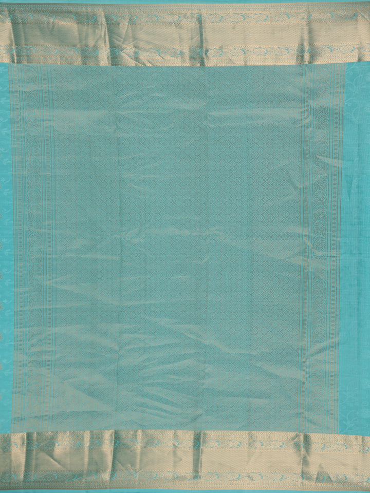 Sky Blue Floral Butta woven Silk Saree - Diadem