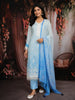 Sky Blue Floral Embroidered Cotton Salwar Suit with Dupatta